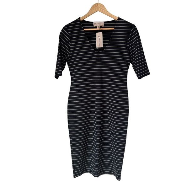 Philosophy Dresses & Skirts - Philosophy Striped Bodycon Dress, Navy with Cream Stripes, Medium, NWT